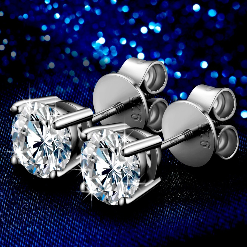 CERTIFIED 0.3 CARAT(4mm) MOISSANITE Real 925 STERLING SILVER STUD EARRINGS